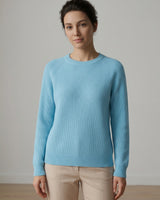 Women's Mid-Length Knit Cashmere Sweater — Sky blue