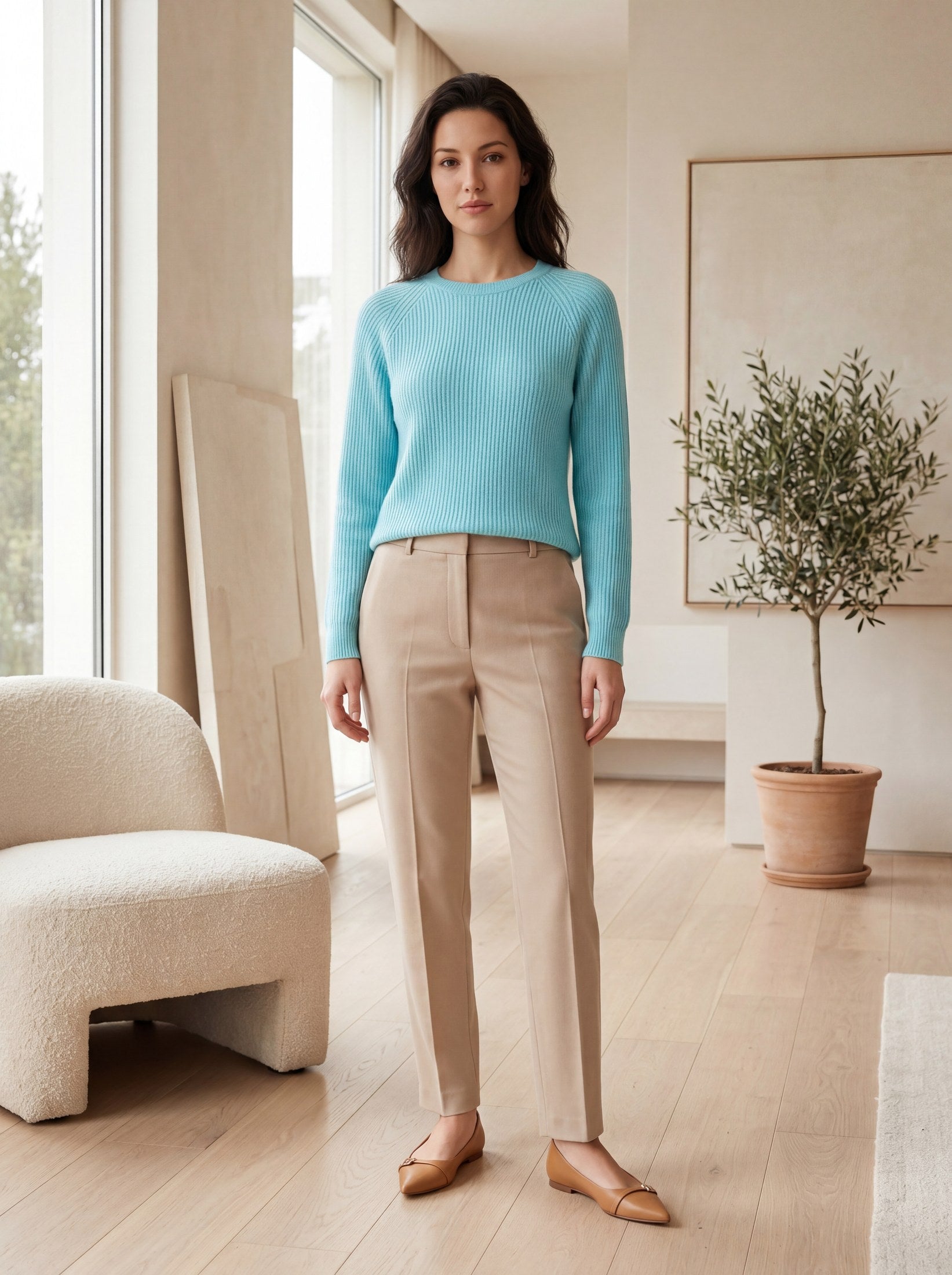 Women's Mid-Length Knit Cashmere Sweater