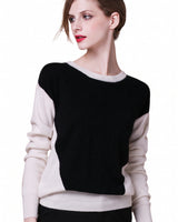 Women's Colorblock Crew Neck Cashmere Sweater