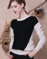 Women's Colorblock Crew Neck Cashmere Sweater