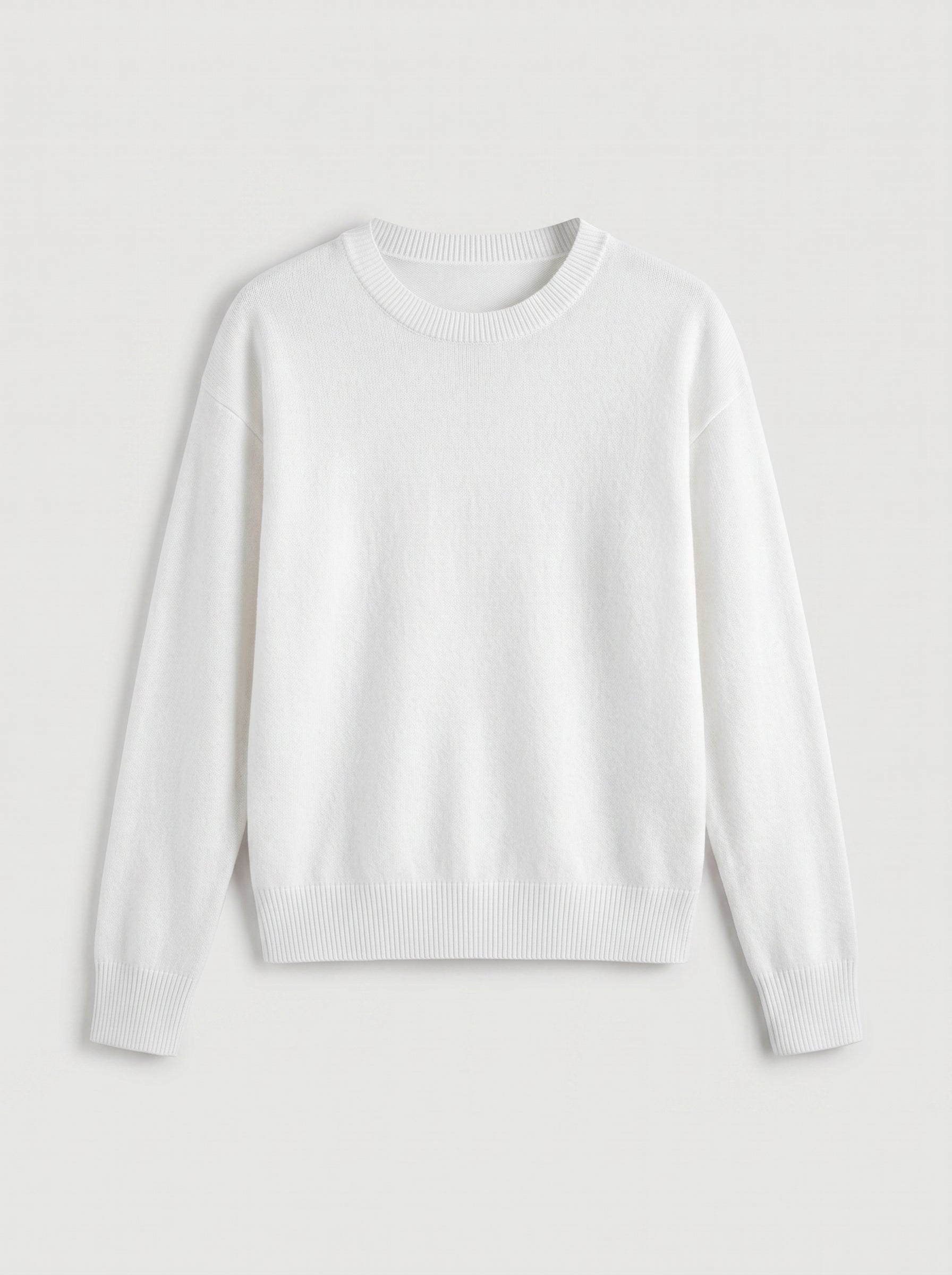 Women's Colorblock Crew Neck Cashmere Sweater — White