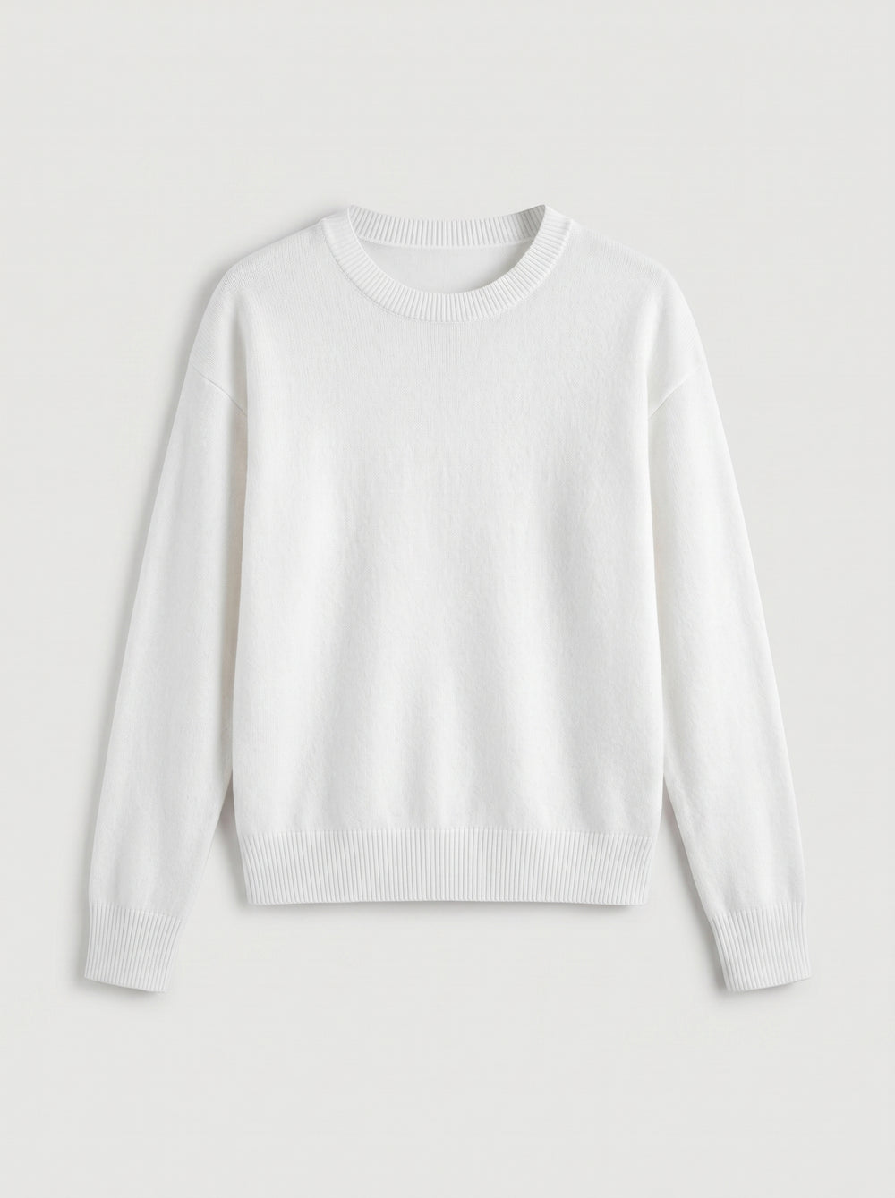 Women's Colorblock Crew Neck Cashmere Sweater — White