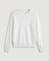 Women's Colorblock Crew Neck Cashmere Sweater — White