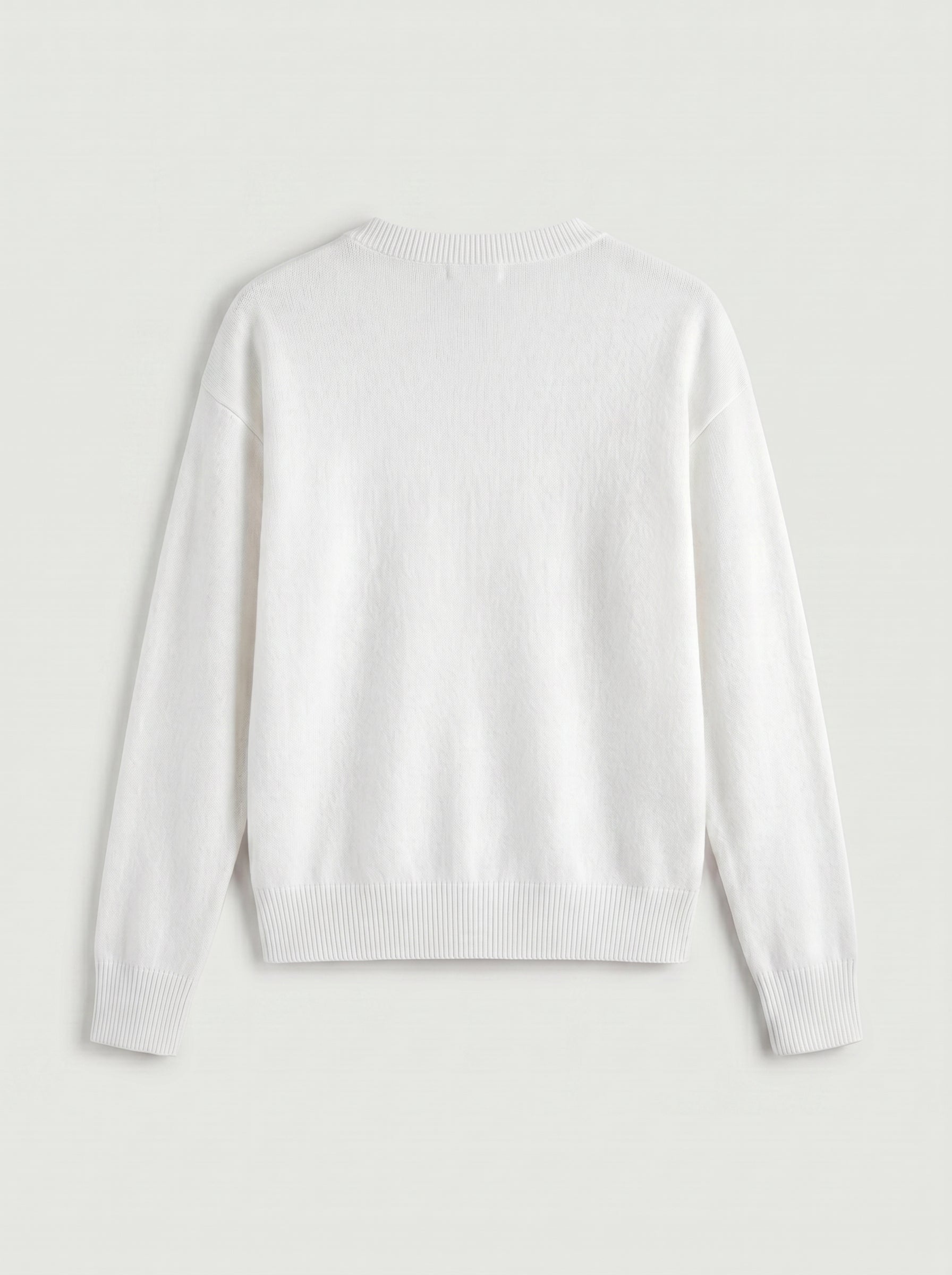 Women's Colorblock Crew Neck Cashmere Sweater — White