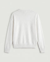 Women's Colorblock Crew Neck Cashmere Sweater — White