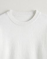 Women's Colorblock Crew Neck Cashmere Sweater — White