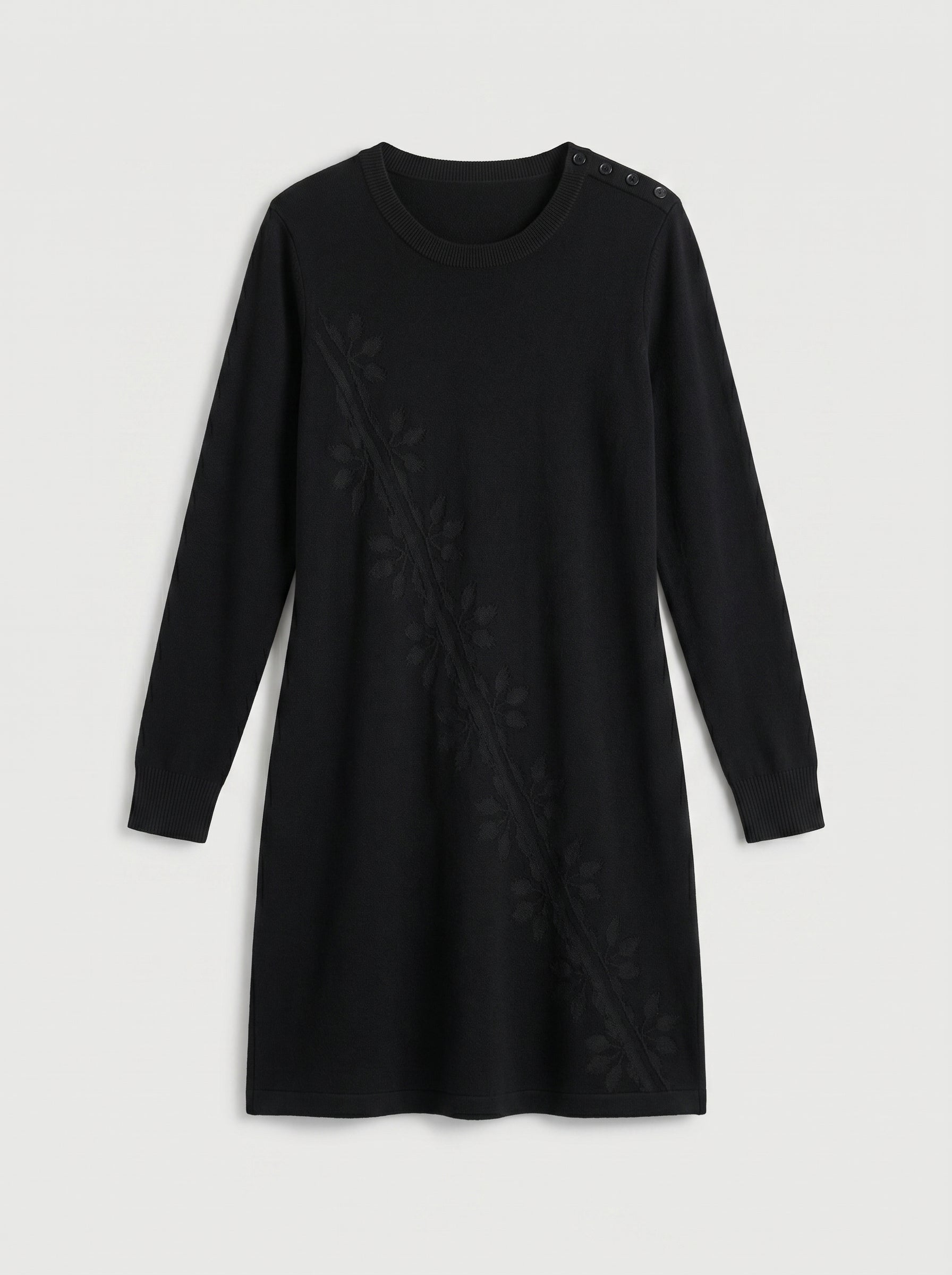 Women's Mid-Length Cashmere Sweater Dress — Black