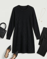Women's Mid-Length Cashmere Sweater Dress — Black