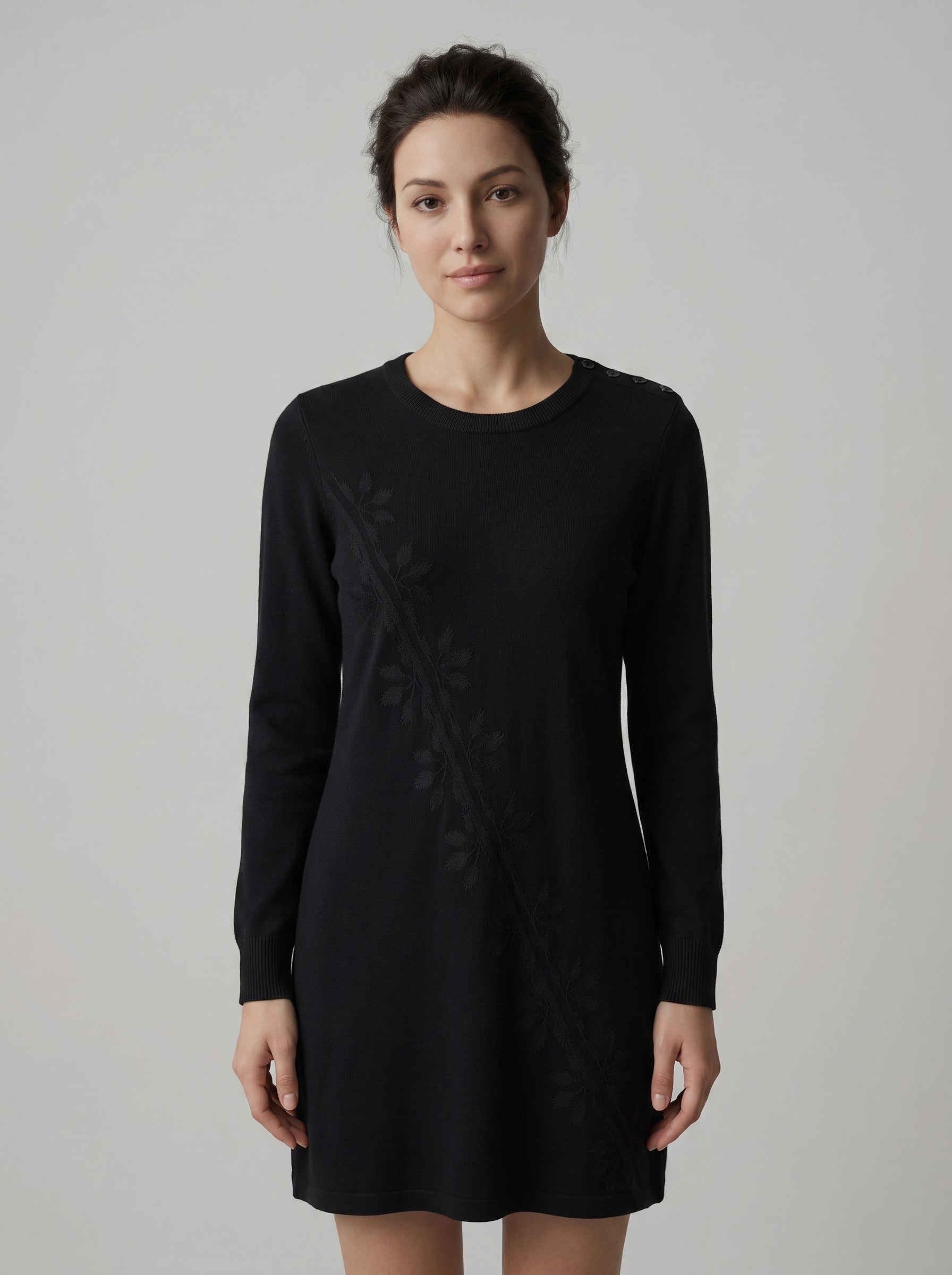 Women's Mid-Length Cashmere Sweater Dress — Black