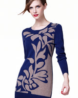 Women's Slim Round Neck Sweater Dress