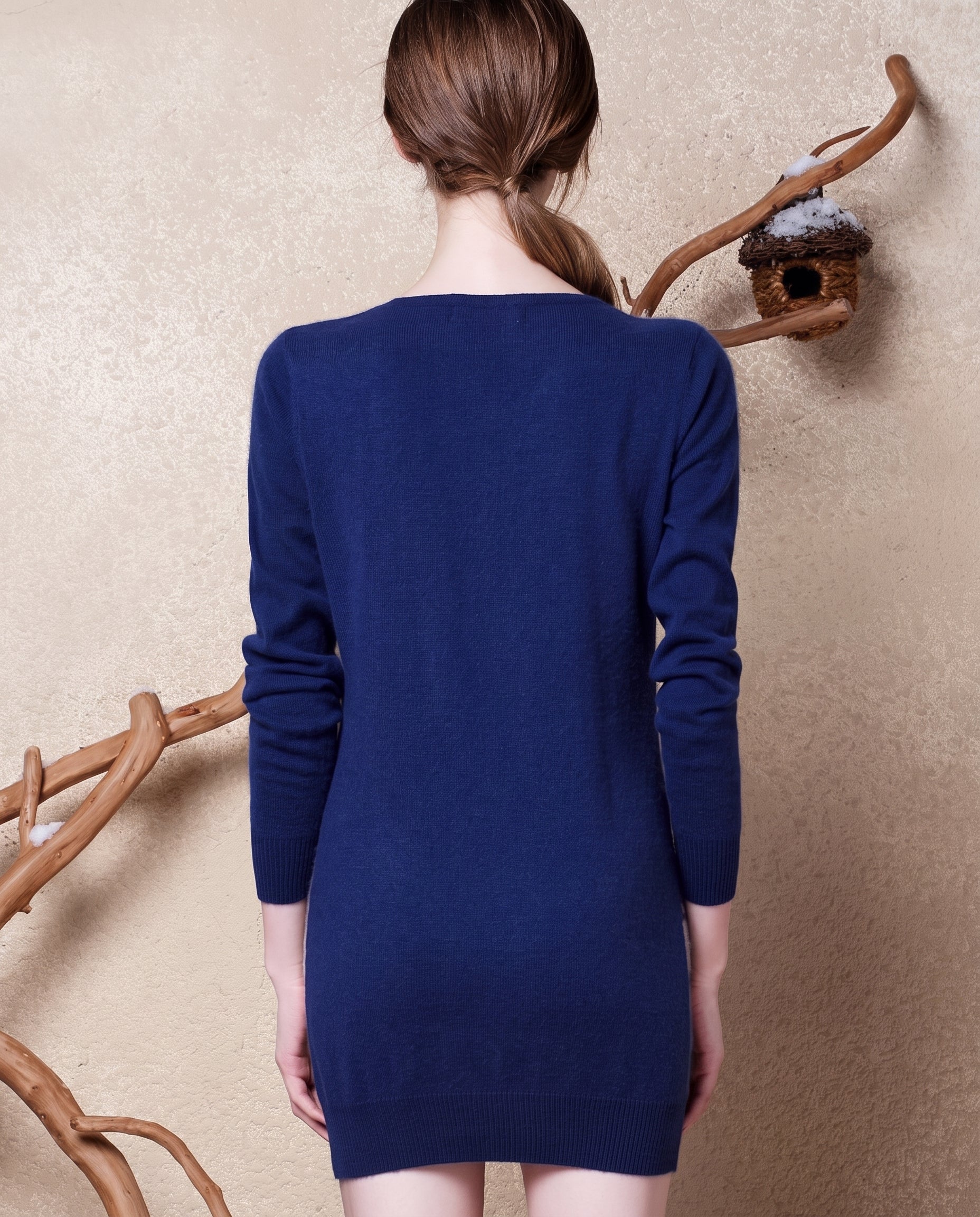 Women's Slim Round Neck Sweater Dress