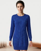 Women's Slim Round Neck Sweater Dress — Blue