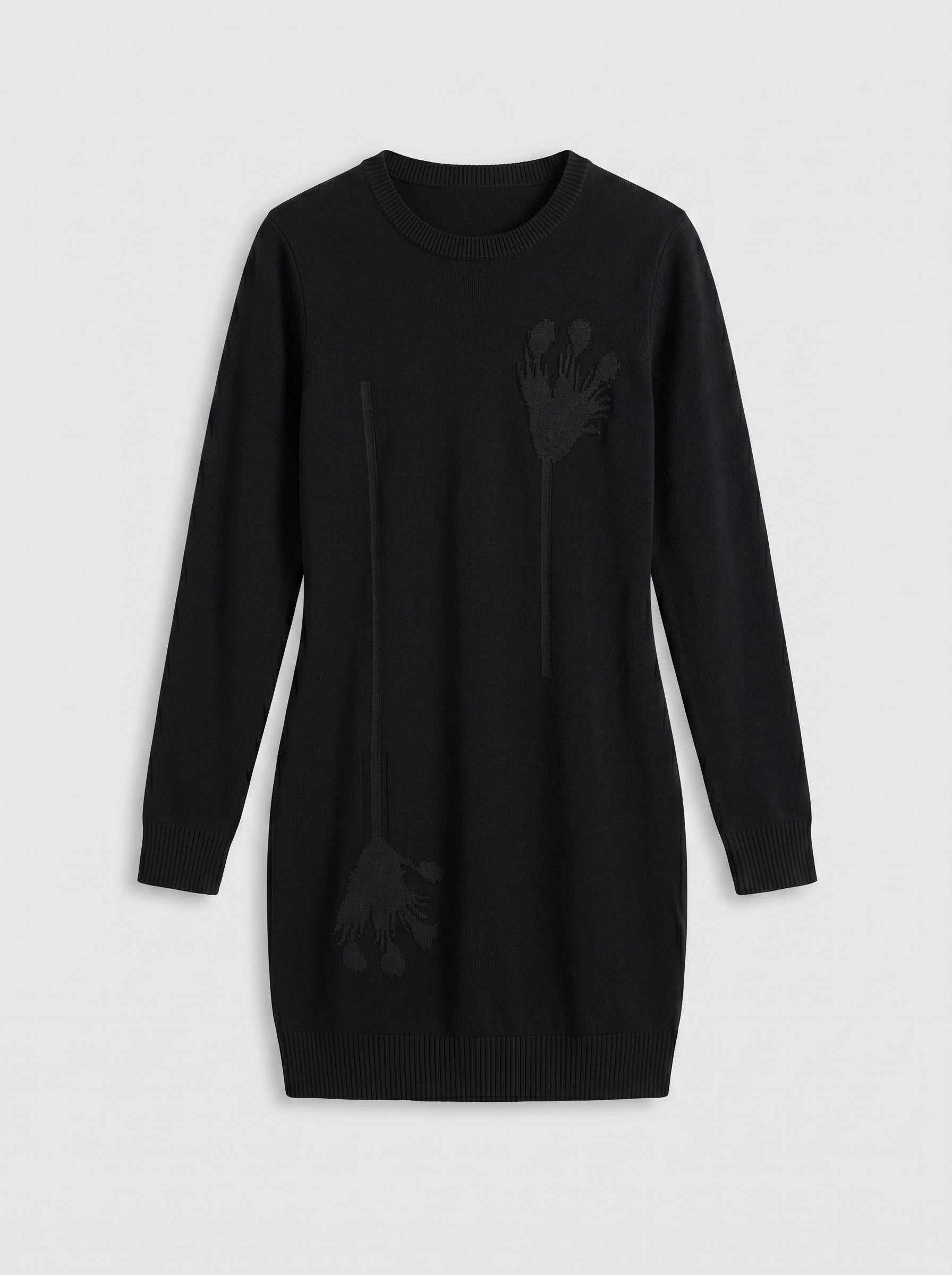 Women's Round Neck Sweater Dress — Black