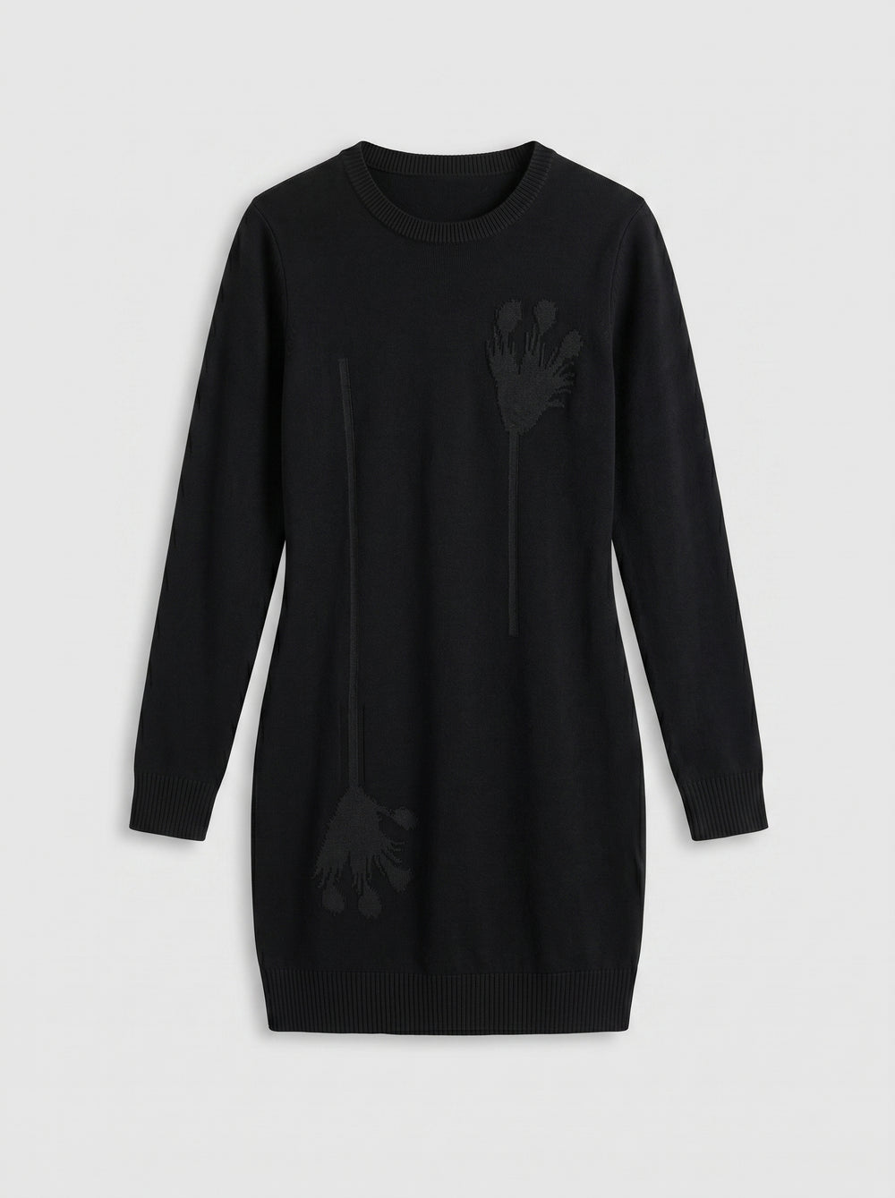Women's Round Neck Sweater Dress — Black