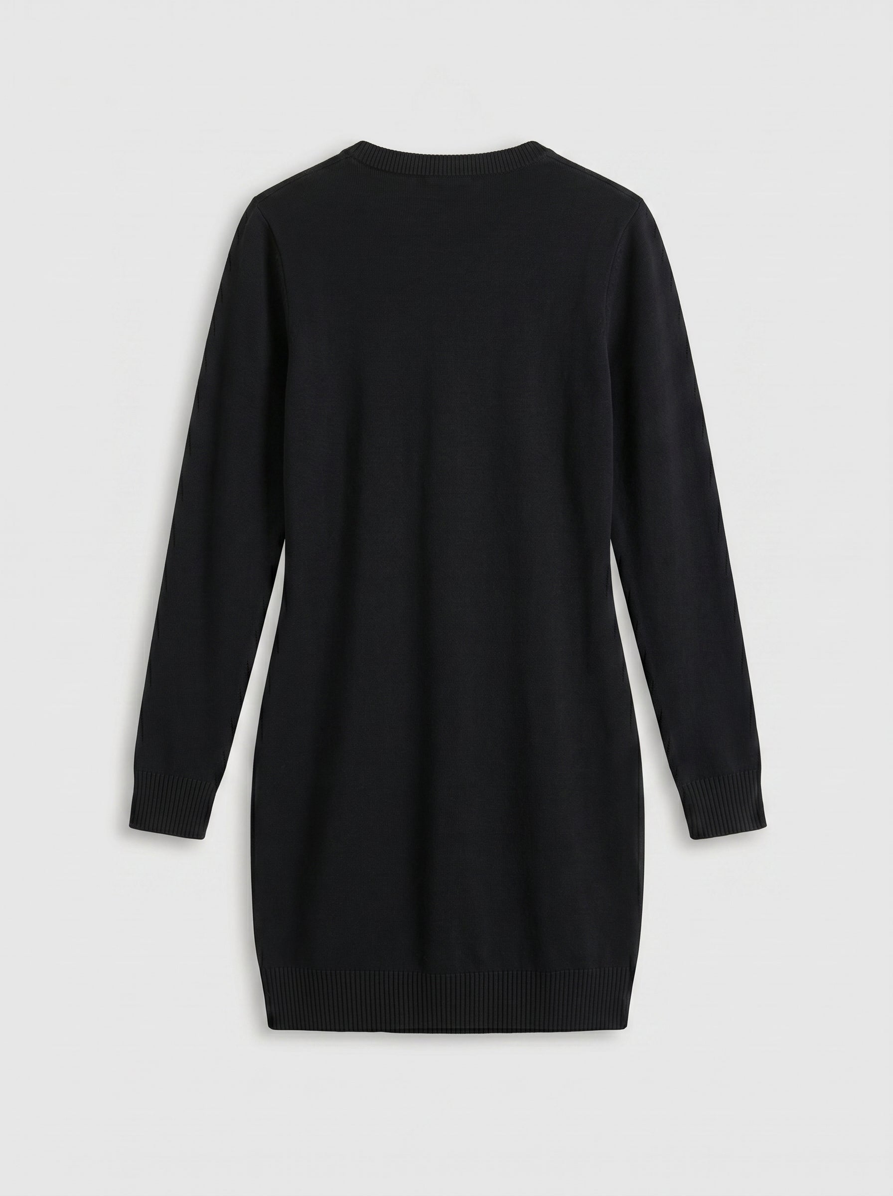 Women's Round Neck Sweater Dress — Black