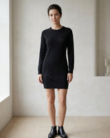 Women's Round Neck Sweater Dress — Black