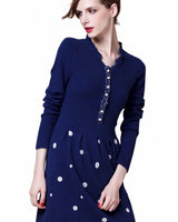 Women's Beaded Crew Neck Cashmere Sweater Dress