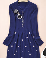 Women's Beaded Crew Neck Cashmere Sweater Dress