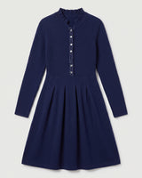 Women's Beaded Crew Neck Cashmere Sweater Dress — Dark blue