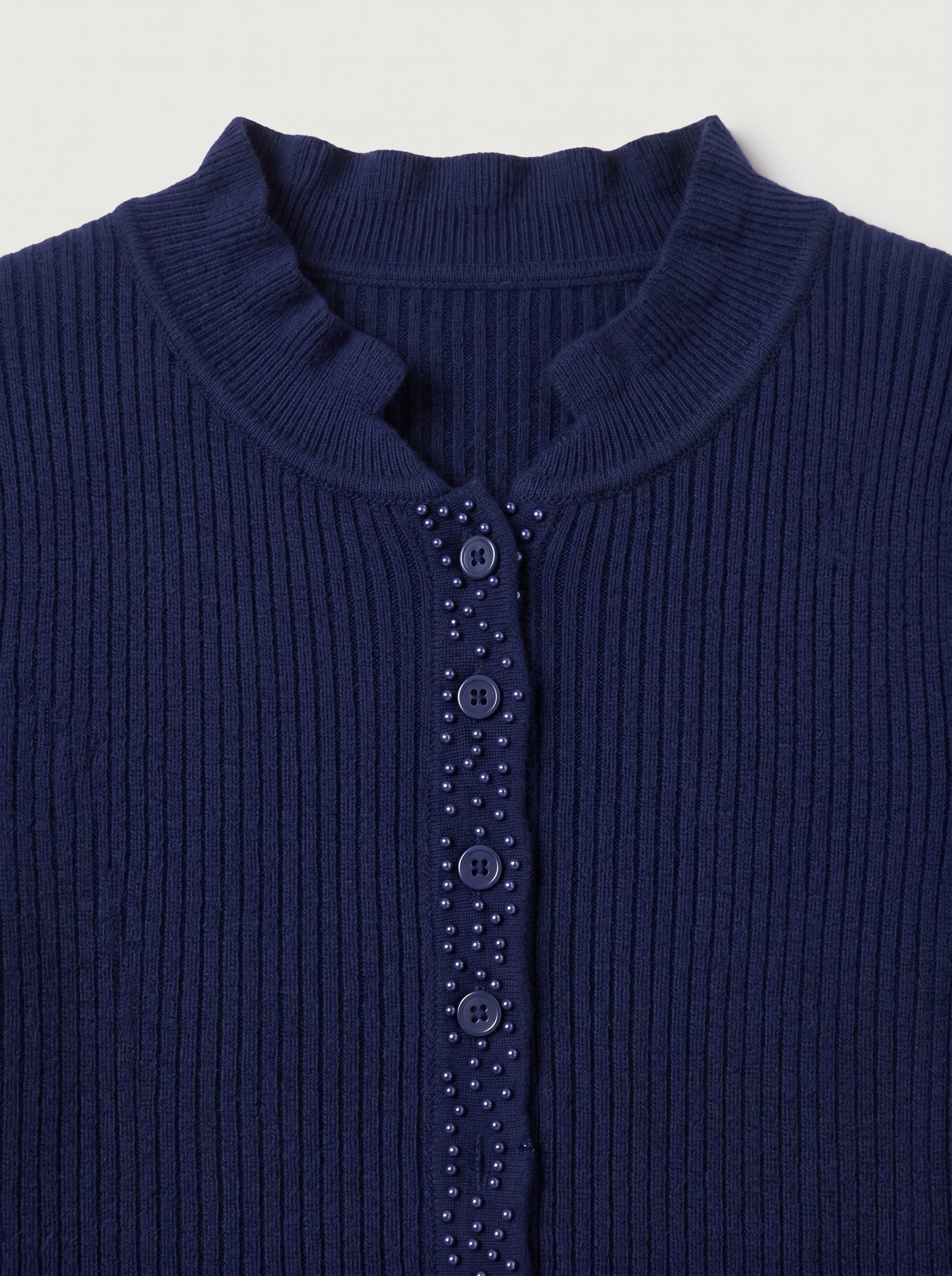 Women's Beaded Crew Neck Cashmere Sweater Dress — Dark blue