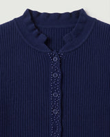 Women's Beaded Crew Neck Cashmere Sweater Dress — Dark blue