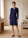 Women's Beaded Crew Neck Cashmere Sweater Dress