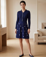 Women's Beaded Crew Neck Cashmere Sweater Dress