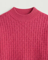 Women's Lapel Collar Cashmere Sweater — Rose red