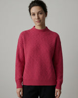 Women's Lapel Collar Cashmere Sweater — Rose red