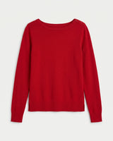 Women's Cropped Knit Cashmere Sweater — Red