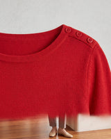 Women's Cropped Knit Cashmere Sweater — Red