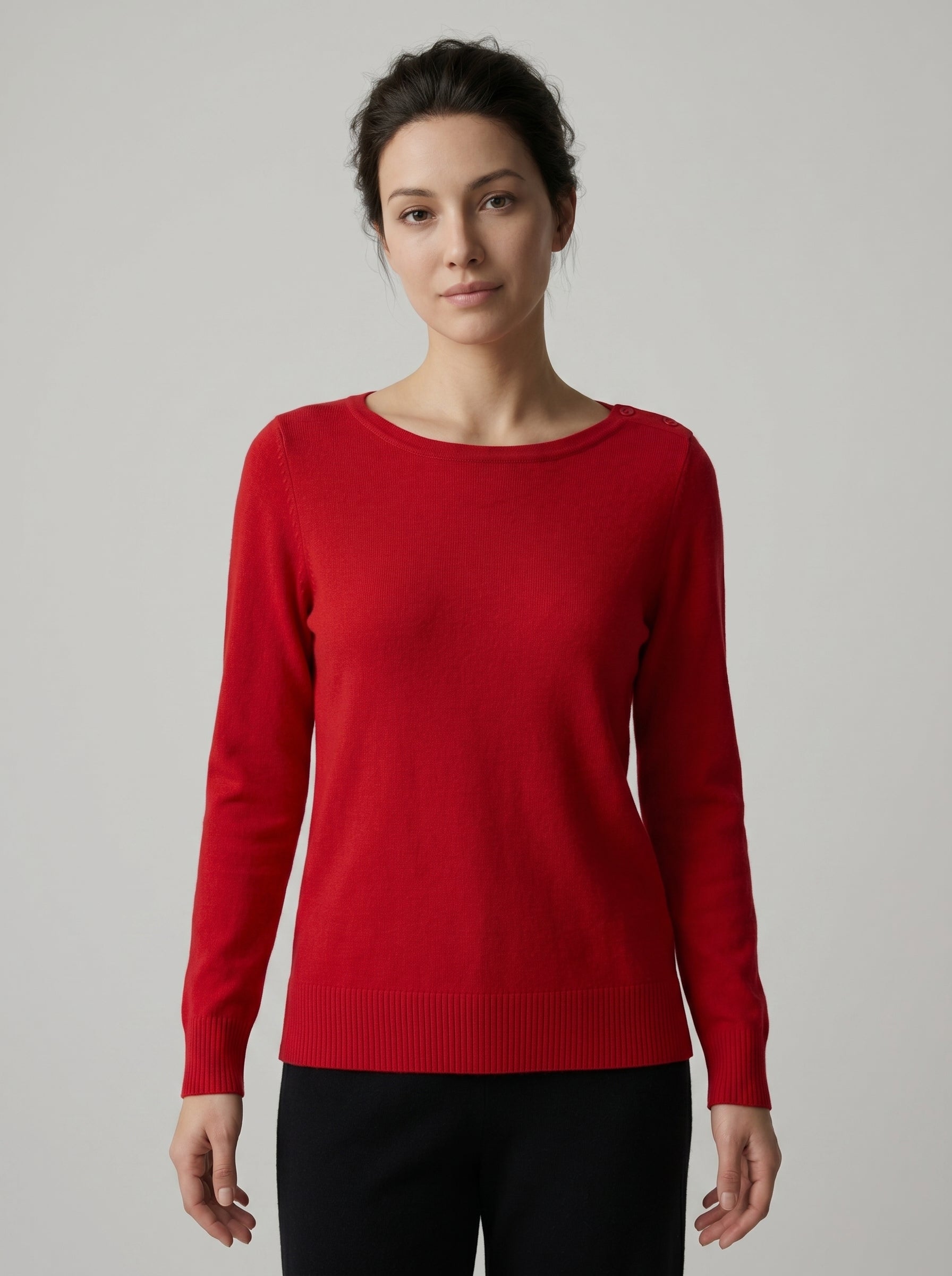 Women's Cropped Knit Cashmere Sweater — Red