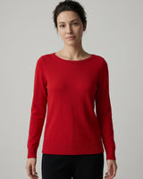 Women's Cropped Knit Cashmere Sweater — Red