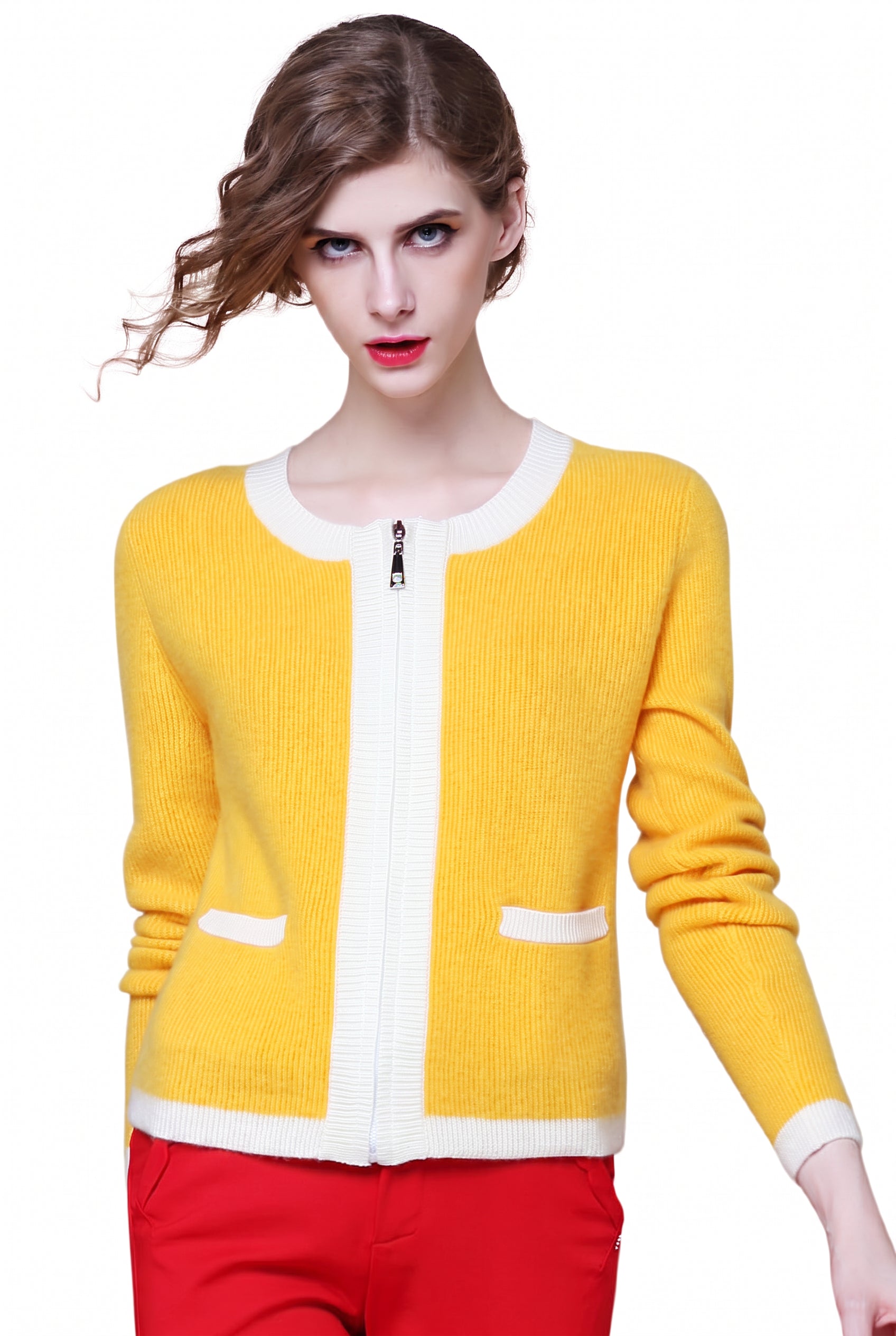 Women's Yellow Knit Cardigan