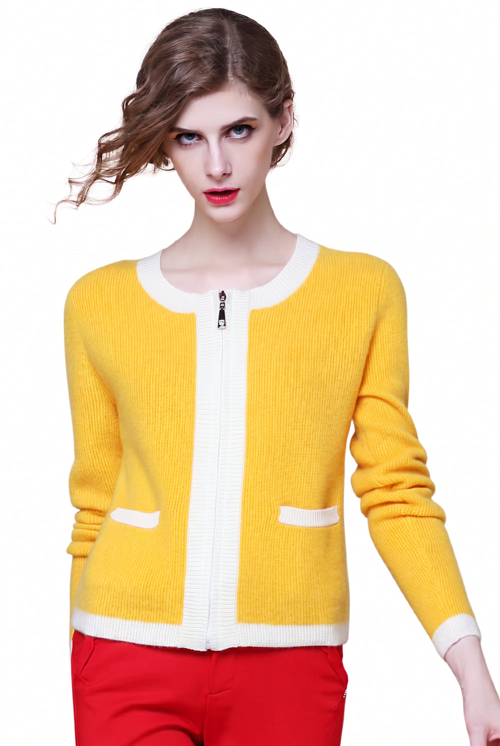 Women's Yellow Knit Cardigan