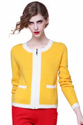 Women's Cashmere Yellow Knit Cardigan