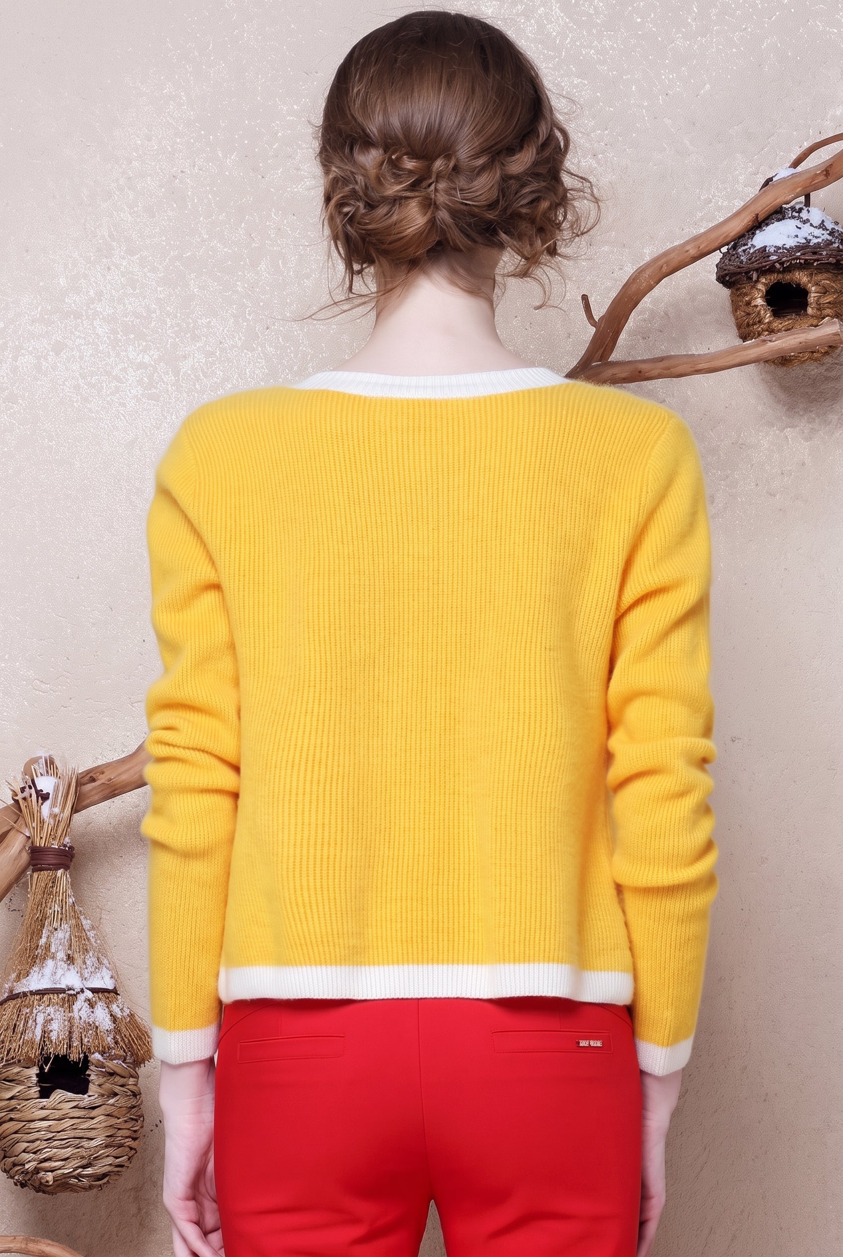 Women's Yellow Knit Cardigan