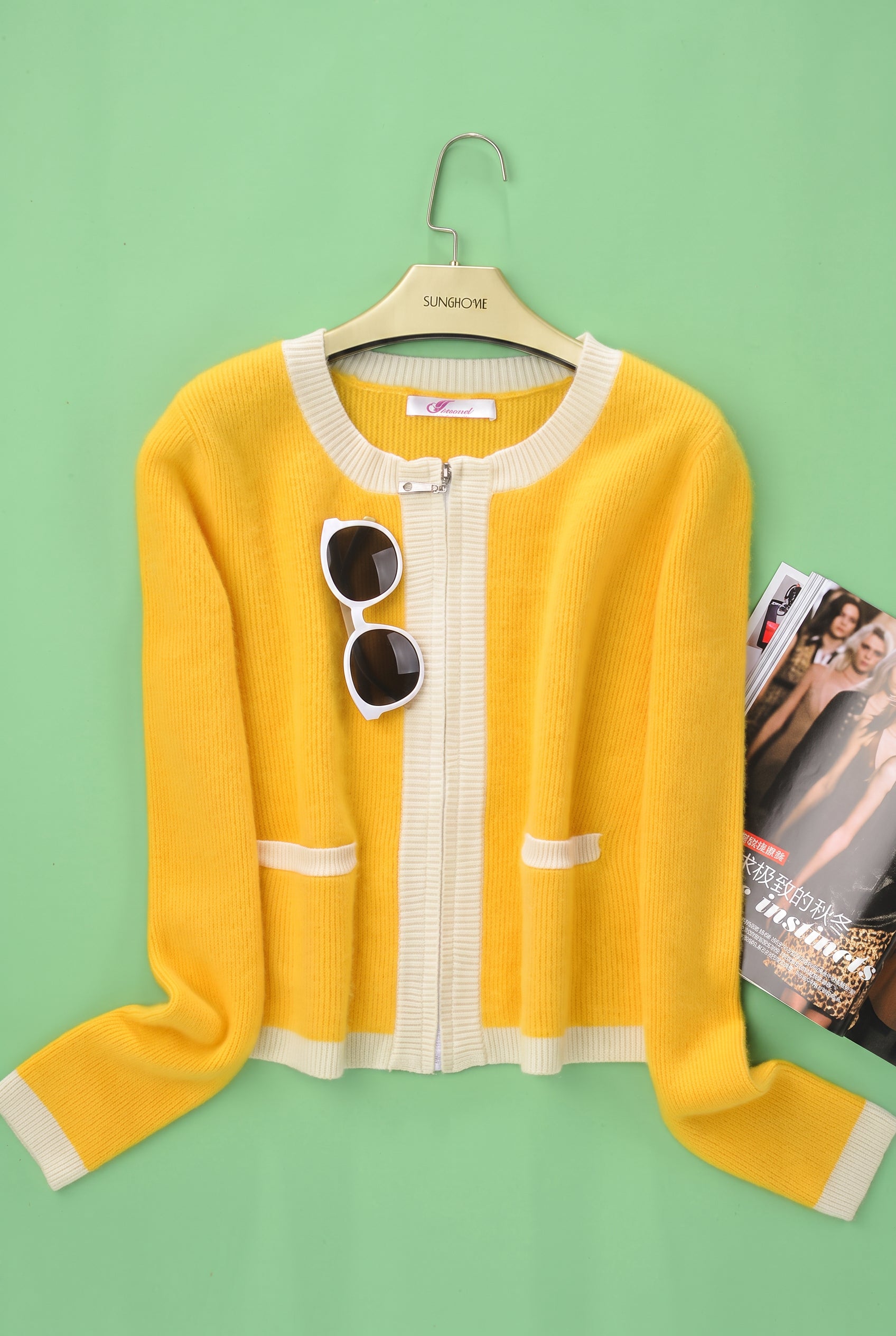 Women's Yellow Knit Cardigan