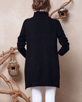 Women's High Lapel Split-Hem Cashmere Sweater