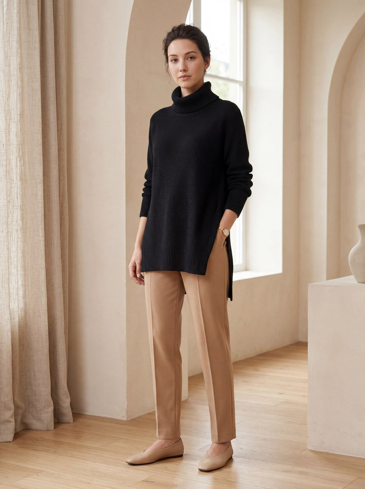 Women's High Lapel Split-Hem Cashmere Sweater candidate collection image