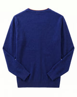 Men's V-Neck Cashmere Cardigan - Blue - Back
