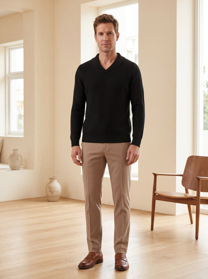 Shawl Collar Cable Knit Pullover candidate collection image