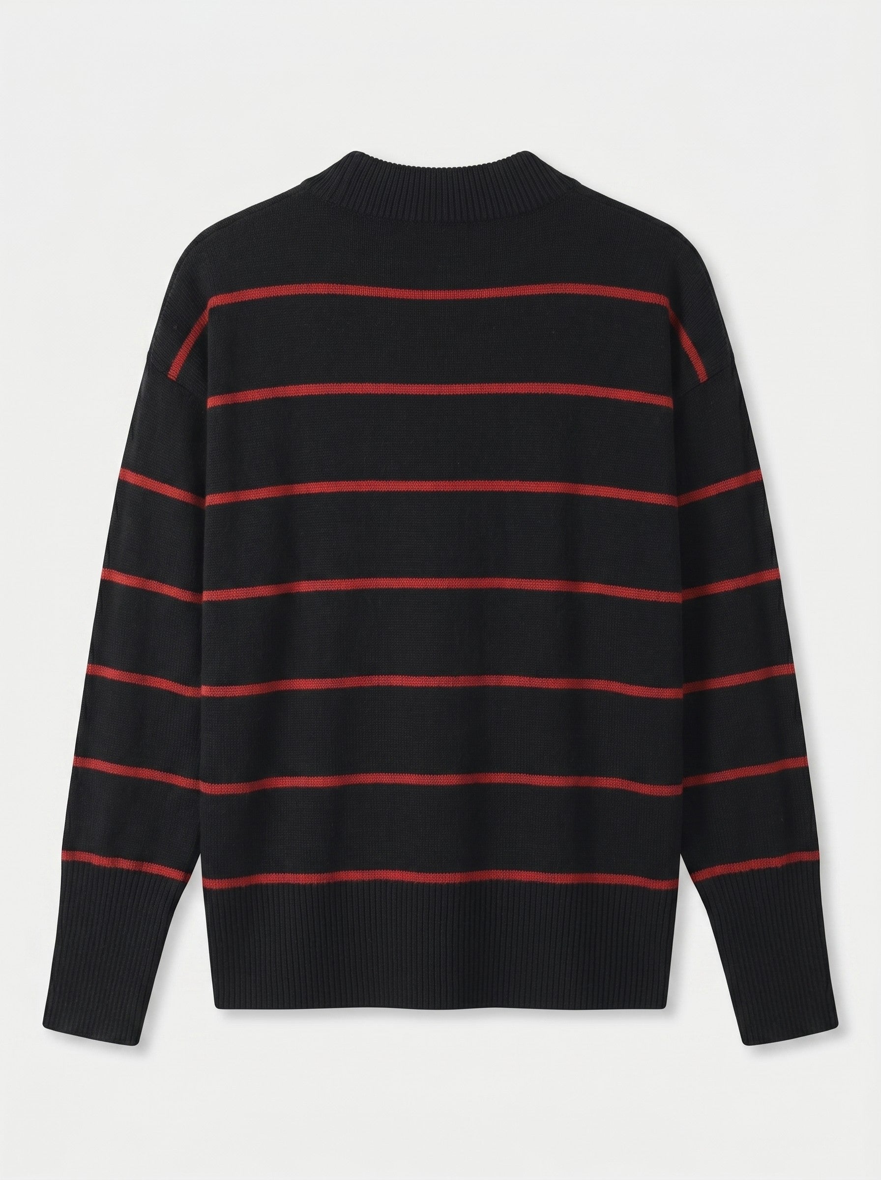 Women's Striped Mock Neck Sweater — Black