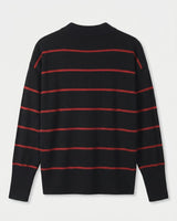 Women's Striped Mock Neck Sweater — Black