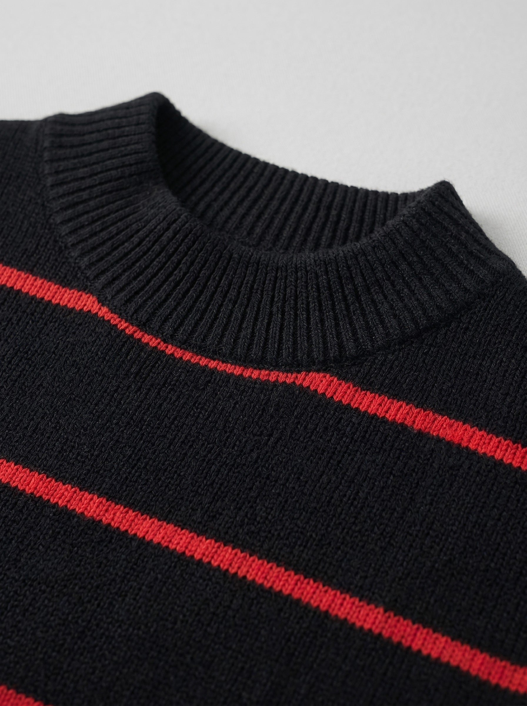 Women's Striped Mock Neck Sweater — Black
