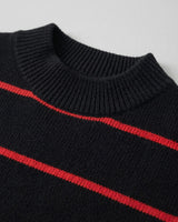 Women's Striped Mock Neck Sweater — Black