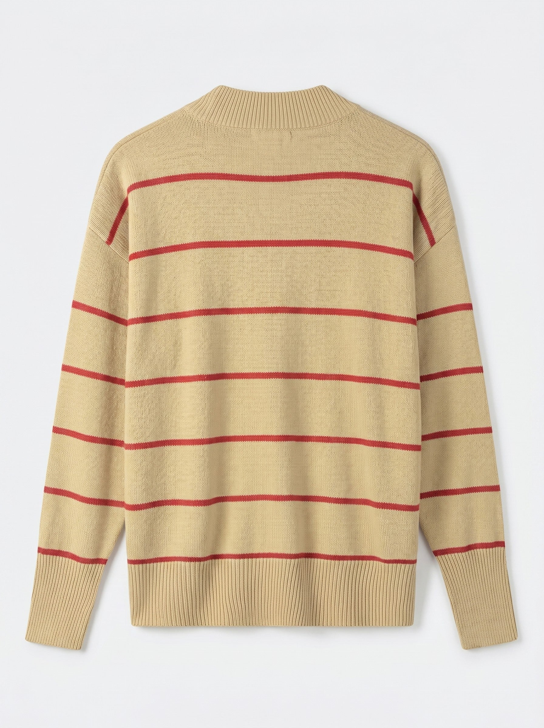 Women's Striped Mock Neck Sweater — Brown