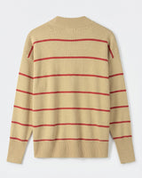 Women's Striped Mock Neck Sweater — Brown