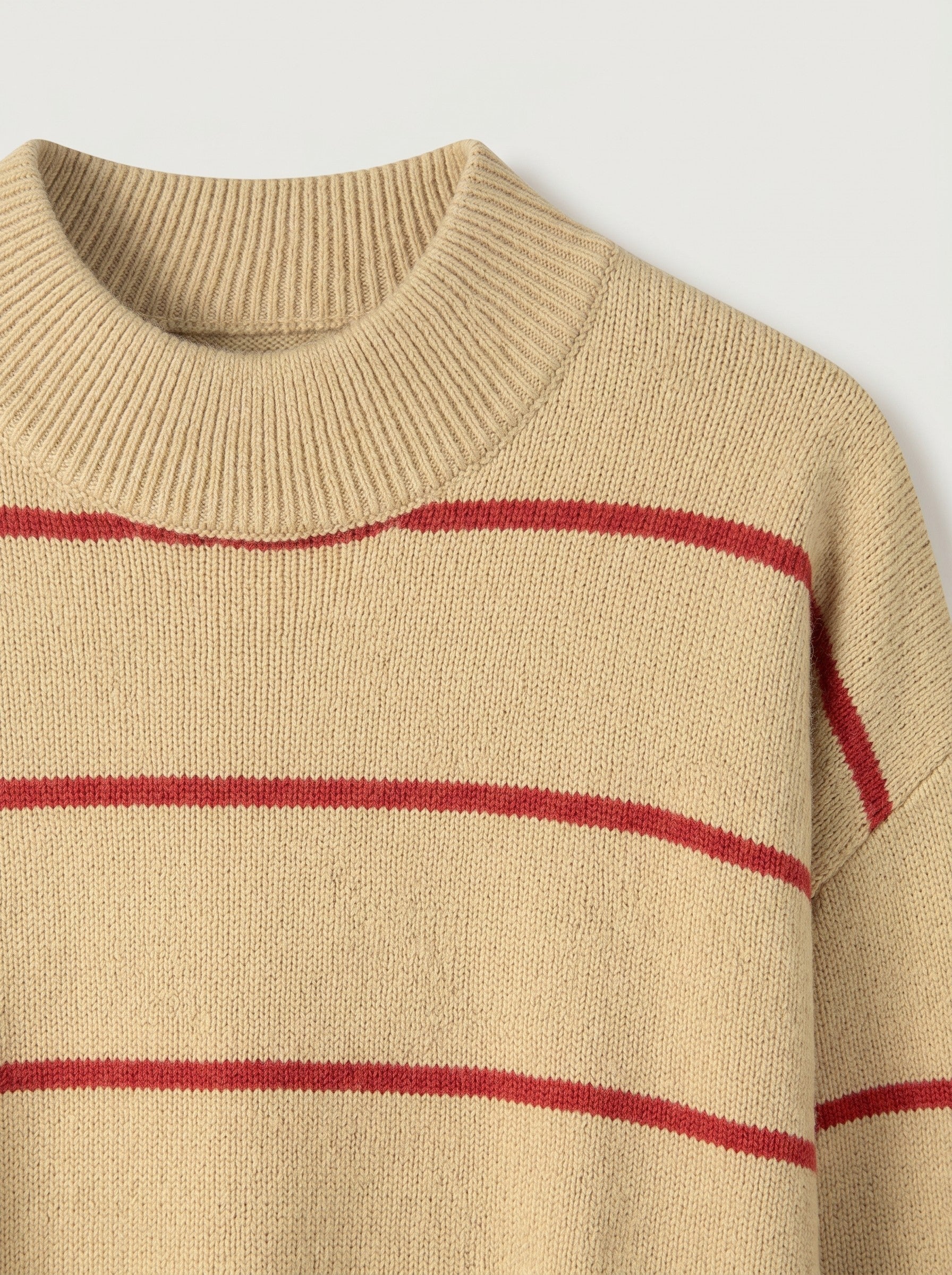 Women's Striped Mock Neck Sweater — Brown