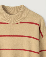 Women's Striped Mock Neck Sweater — Brown